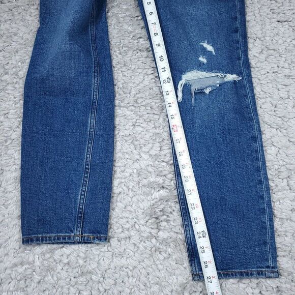 Abercrombie Mom High Rise Jeans Ripped Distressed Blue Size 00 24 Stretch - Picture 7 of 10